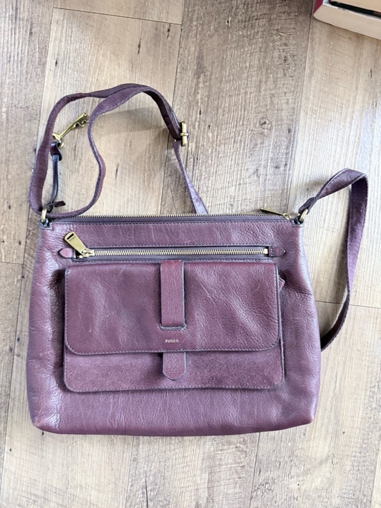 Fossil Handbags - Fossil Leather Crossbody Bag - Plum/Burgundy